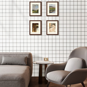 Livingandhome 10pcs Self-Adhesive Lattice Wall Tiles - White + Black / 4 * 4 grids by Livingandhome
