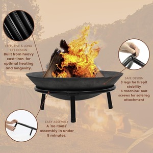 Cast Iron Fire Pit Garden Patio Heater - Black