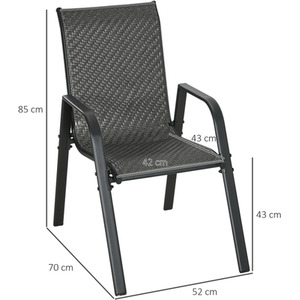 Outsunny Rattan Garden Chairs Set of 4, Stackable Outdoor Armchair by Outsunny