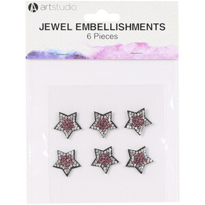 Pack of 6 Sparkly Jewel Embellishments by Art Studio