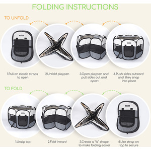 Pet Playpen Portable Foldable Indoor Outdoor Pet Fence - Grey & White / 92cm by Nobleza