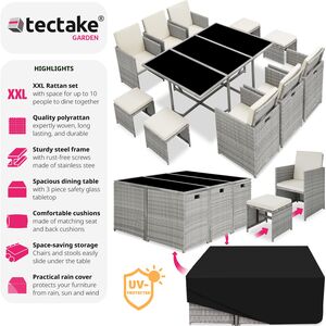 Malaga 641 Rattan Garden Furniture Set with Protective Cover by tectake
