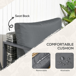 Outsunny Outdoor Patio Sofa Set with Table, Cushions, Stool - Charcoal grey by Outsunny