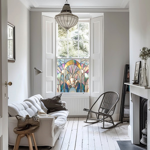 Naples Art Deco Stained Glass Privacy Window Film by Creative Printing Solutions