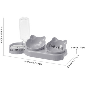 3-in-1 Tilt Pet Bowl with Automatic Water Bottle by Livingandhome