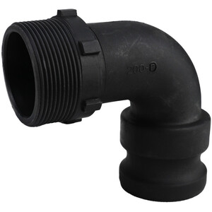 Camlock Adapter (2 inch) to BSP Male (2 Inch) 90-degree elbow - Black by DNA PACKAGING LTD