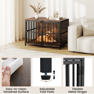 Dog Crate Furniture Dog Kennel - Brown by Costway