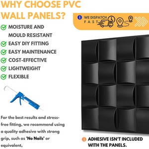 3D Wall Panels (50x50 cm) PVC Cladding Panel in Square Grid Lattice Design by NOVECRAFTO