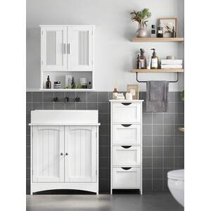 VASAGLE Bathroom Floor Storage Cabinet with 4 Drawers - White by VASAGLE