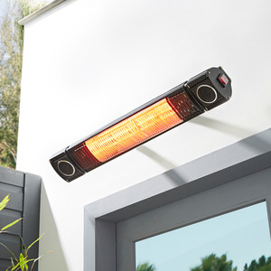 Wall Mount Outdoor Patio Heater with Bluetooth Speaker - Black by Litecraft
