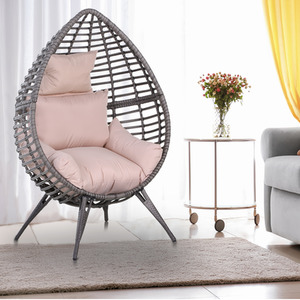 Outsunny Rattan Wicker Teardrop Chair - Pink by Outsunny