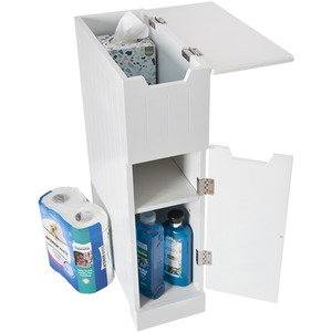 SENNEN Super Slim Bathroom Storage Cabinet, Small White Wooden Organiser - White by Elegant Brands