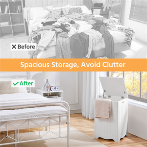 Large Square Wooden Laundry Basket - White by Yaheetech