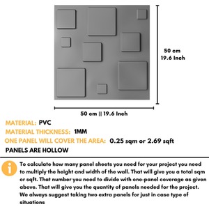 3D Wall Panels (50x50 cm) PVC Cladding Panel 3D Blocks Design by NOVECRAFTO