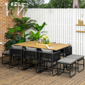 OutsunnyRattan Dining Set Space-saving Design - Black by Outsunny