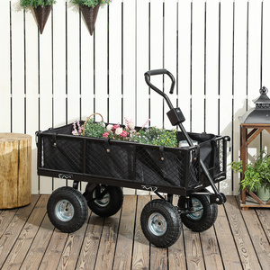 Outsunny Garden Cart with Quick-Release Sides, Removable Liner - Black by Outsunny