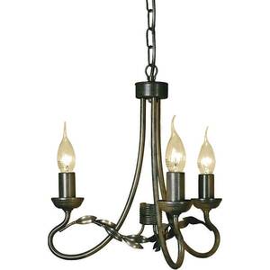 Olivia Chandelier 3 Light Black, Gold Finish, E14 - Black