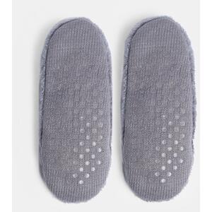 Mens Teddy Marl Fleece Anti Slip Thick Warm Slipper Socks - Charcoal Grey / M/L - UK 9-10 by OHS