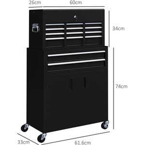 HOMCOM Portable Tool Chest with Wheels Drawers for Garage - Black by HOMCOM