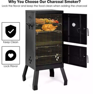 Vertical Charcoal Smoker BBQ - Black by Wyld and Coco