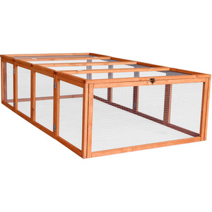 Wooden Small Animal Run Hutch with Roof - Brown / 181cm by Actiaspet