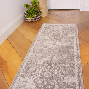 Grey Traditional Medallion Bordered Living Area Rug by The Rug House