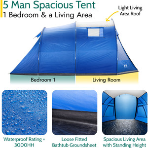 Braddon 5 Man Tunnel Tent - Blue by Trail