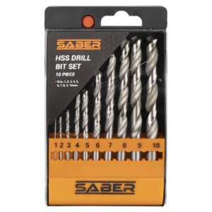 Saber 10 Piece HSS Steel Drill Bit Set by Saber