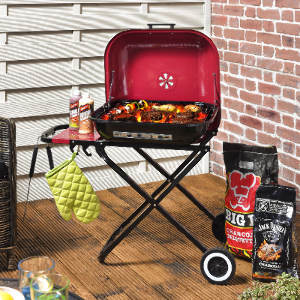 Jerez Folding Charcoal BBQ - Red by BBQ Chef