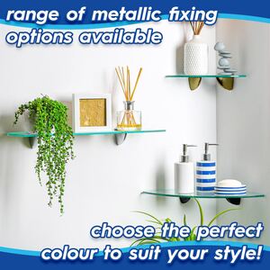 Floating Glass Bathroom Wall Shelves - 40cm - Chrome / 1 by Harbour Housewares