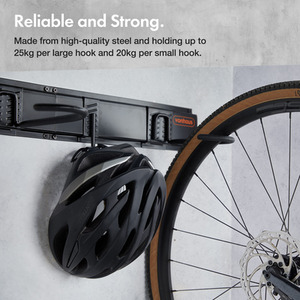 Set of 3 Helmet and Bike Wall Mounts - Black by VonHaus