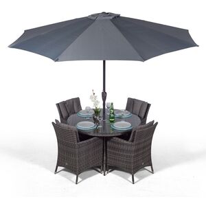 Savannah Round Rattan Patio Dining Set - Grey / 4 by Giardino