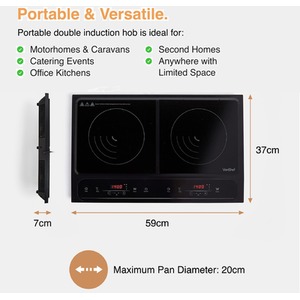 Double Induction Hob with LED Display - Black by VonShef