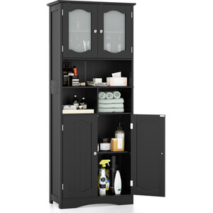 148cm Tall Bathroom Cabinet - Black by Costway