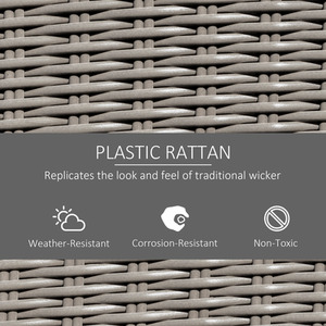 Outsunny Outdoor Rattan Lounge with Coffee Table Set - Grey by Outsunny