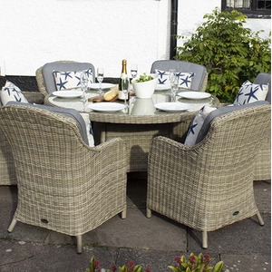 WENTWORTH 6 Seater Round Imperial Dining Set - Neutral by Royalcraft