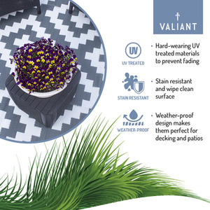 Outdoor Rug for Garden, Decking and Patio - Waterproof - Grey Geometric by Valiant
