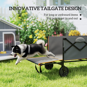 Outsunny 160L Folding Wagon w Adjustable Handle by Outsunny