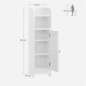 Slim Bathroom Storage Cabinet with two Shelves - White by VASAGLE