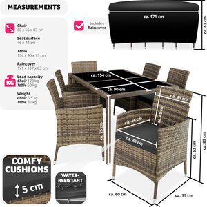 Rattan Garden Furniture Set 61 With Protective Cover - Nature/Dark Grey by tectake