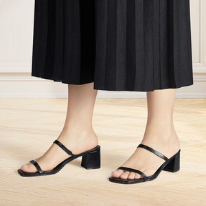 Sandals Square Toe Block Heel by Livingandhome