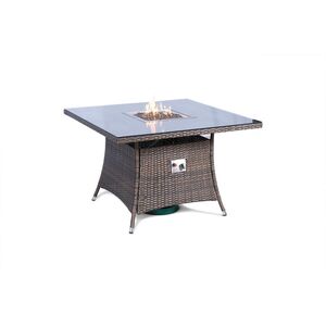 Savannah Fire Pit Square Rattan Patio Dining Set - Brown / 4 by Giardino