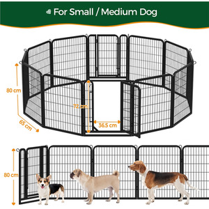 Yaheetech 12 Panels Dog Playpen with Door - Black / 80cm by Yaheetech