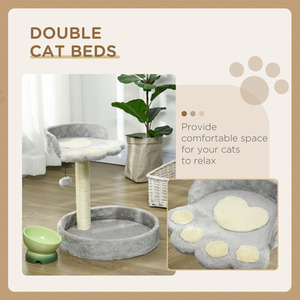 PawHut Cat Tower with Sisal Cat Scratching Post, Cat Claw Shape - Light Grey by PawHut