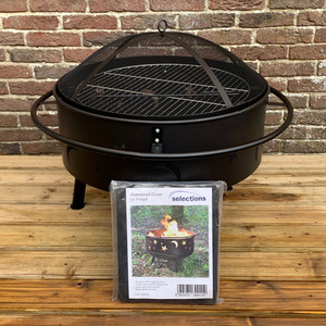 Star and Moon Fire Bowl with Grill, Safety Guard and Poker by Selections