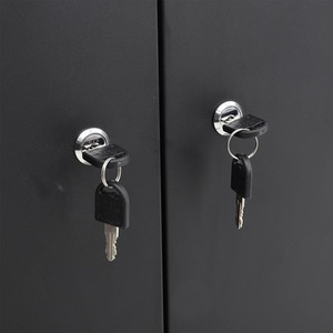 Metal Wall Mounted Lockable Pegboard Tool Cabinet - Black / 2 by Livingandhome