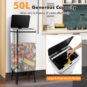 50L Automatic Motion Sensor Garbage Bin - Silver by Costway