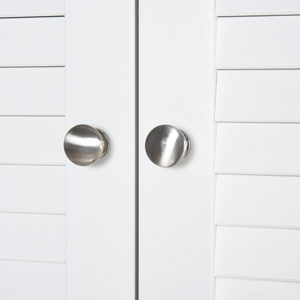 HOMCOM Tall Freestanding Bathroom Cabinet Retro Shutters White - White by HOMCOM