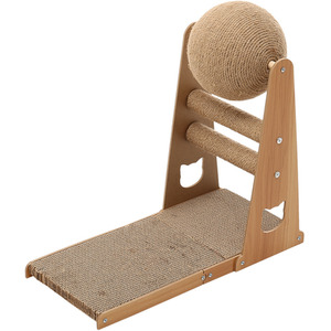 Cat Scratching Board with Sisal Ball - Wood / 50cm by Livingandhome