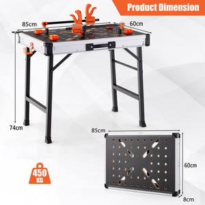 85CM Portable Work Table Folding Workbench - Orange by Costway